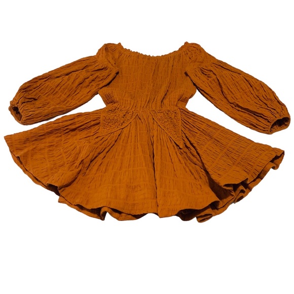 LUCCA OFF-SHOULDER RUST BOHO DRESS - Picture 4 of 7